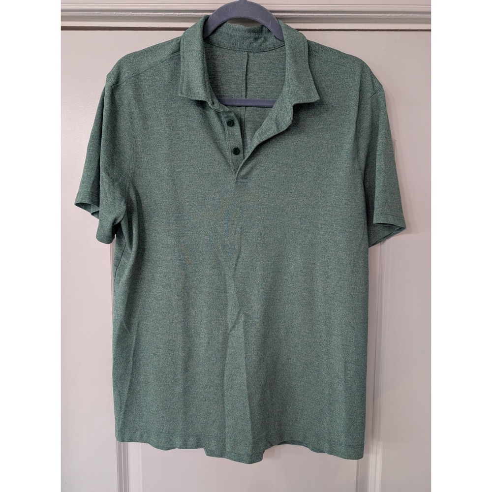 Lululemon Evolution Polo Shirt Mens Heathered Green Short‎ Sleeve medium* Golf